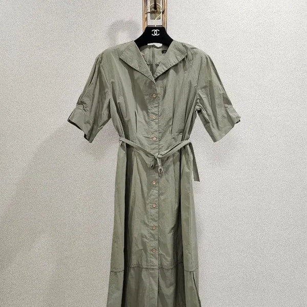 [BUNJANG] SI Khaki Nylon Blend Long Dress / si