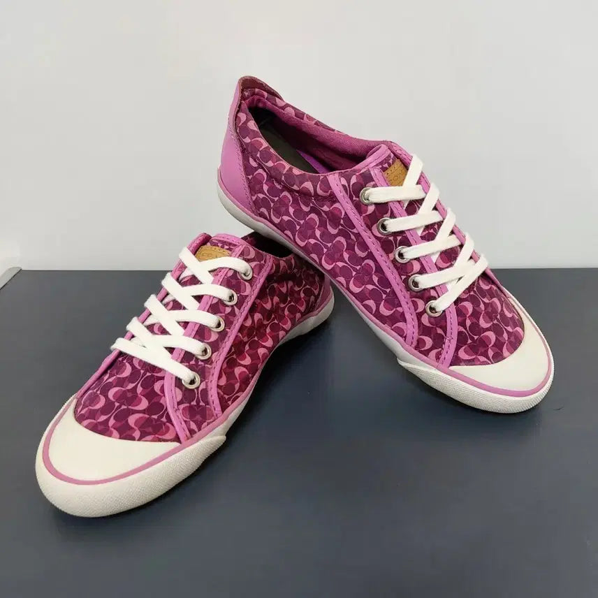 [BUNJANG] Coach Barrett Signature Pink Canvas Sneakers (245mm) / 코치 배럿 시그니처 핑크 스니커즈(245mm)