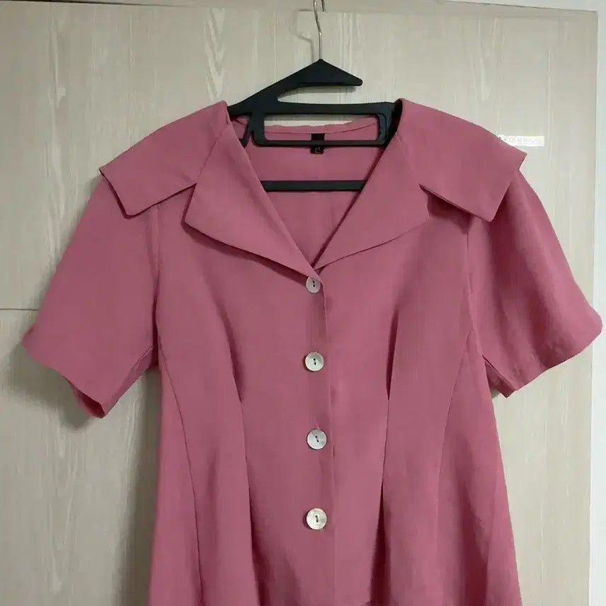 [BUNJANG] Pink Short Sleeve Blouse Shirt / 핑크 반팔 블라우스 셔츠