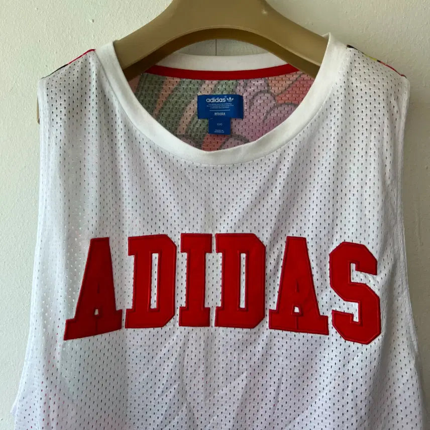 [BUNJANG] Adidas Rita Ora Collaboration White Dragon Mesh Sleeveless T-Shirt / 아디다스 남여공용 화이트 드래곤매쉬 스트릿패션 민소매티셔츠 100