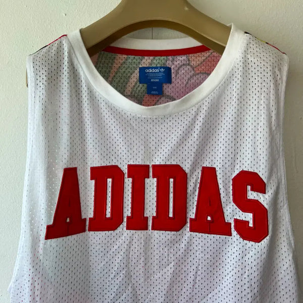 [BUNJANG] Adidas Rita Ora Collaboration White Dragon Mesh Sleeveless T-Shirt / 아디다스 남여공용 화이트 드래곤매쉬 스트릿패션 민소매티셔츠 100