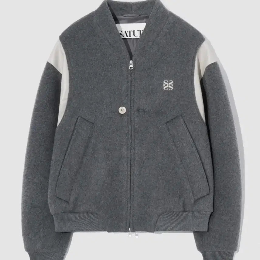 [BUNJANG] SaeTeo Percy Collarless Varsity Jacket Charcoal Gray XL / (XL) 세터 퍼시 칼라리스 바시티 자켓 차콜 그레이