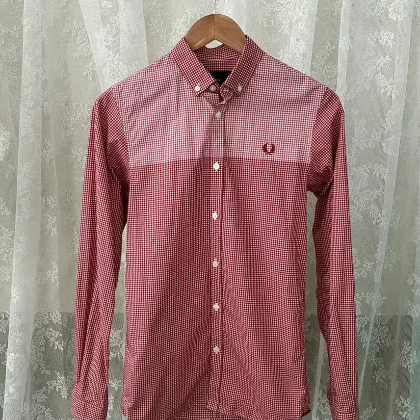 [BUNJANG] Fred Perry Red Gingham Check Shirt / XS) 프레드페리 체크 셔츠 레드