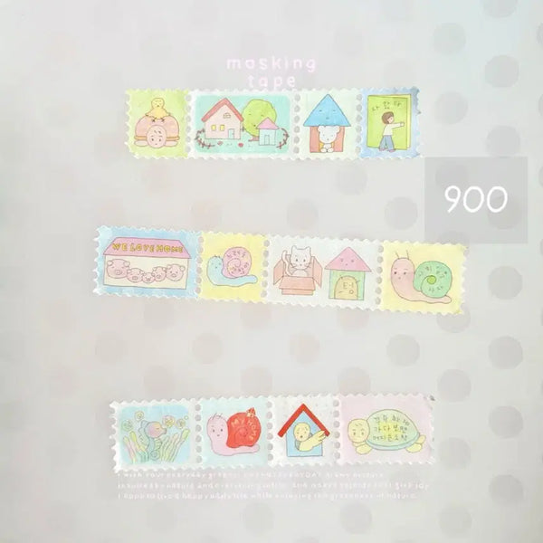 [BUNJANG] Greenie Everyday Stamp Cut Masking Tape Set / [그리니에브리데이] 집으로 가는 길 우표컷 마스킹테이프