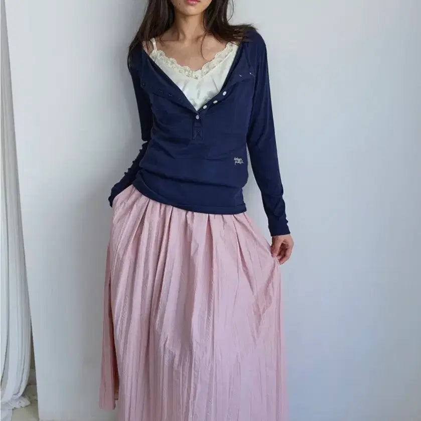 [BUNJANG] Hocus Pocus Airy Long Skirt Pink / (새상품)호쿠스포쿠스 에어리 롱스커트핑크