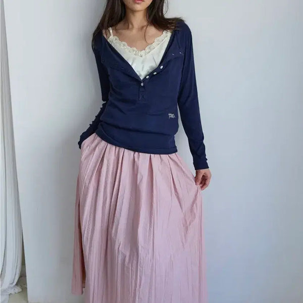 [BUNJANG] Hocus Pocus Airy Long Skirt Pink / (새상품)호쿠스포쿠스 에어리 롱스커트핑크