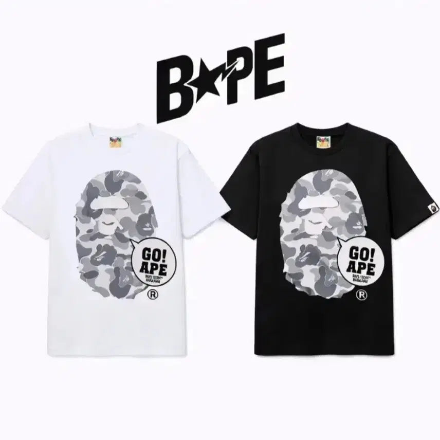 [BUNJANG] BAPE Harajuku GO Short Sleeve T-Shirt White/Black / 무료배송)베이프 하라주쿠 GO 고 반팔 티셔츠 화이트/블랙 새상품