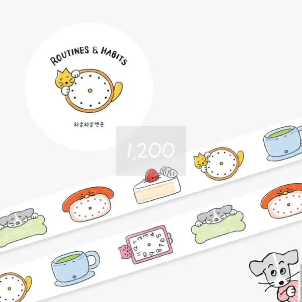 [BUNJANG] Waggle Waggle Mansion 4 Types Masking Tape Set / 4종 [와글와글맨숀] 마스킹테이프 마테띵