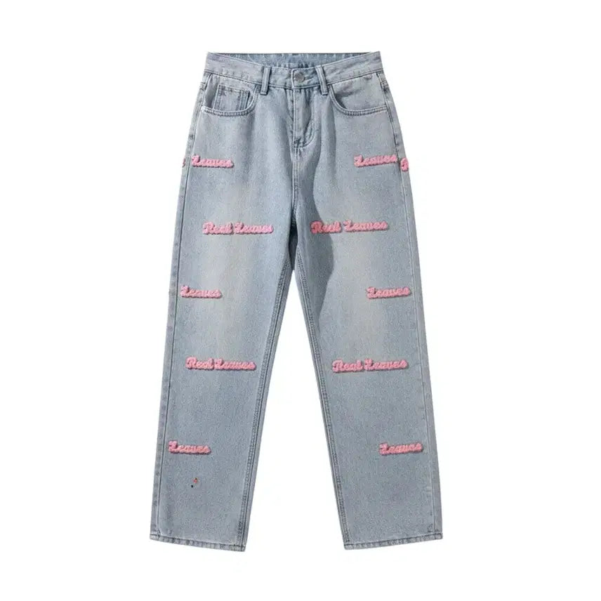 [BUNJANG] Women's Lettering Patch Light Wash Jeans / 여성S/ 레터링 패치 연청 청바지 상세확인 0-165