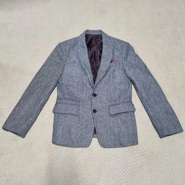 [BUNJANG] Earth &them Grey Herringbone Pattern Blazer Jacket (Size 100) / (100) 어스앤뎀 그레이 헤링본 패턴 블레이저 자켓