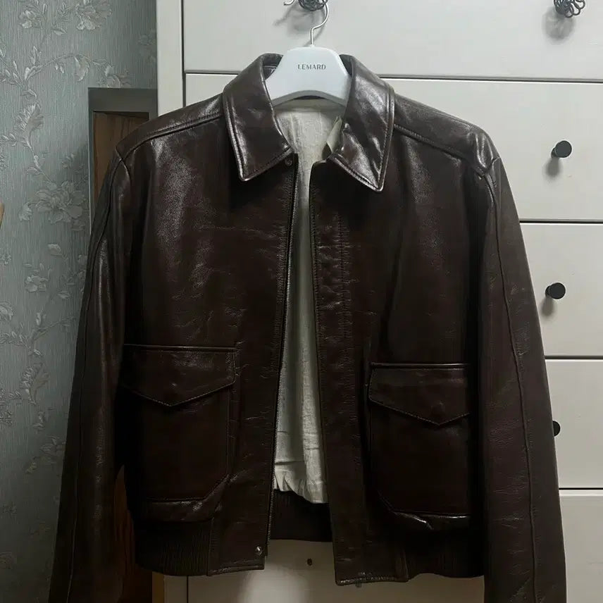 [BUNJANG] Stu Printing Leather Jacket / Stu 프린팅 레더자켓