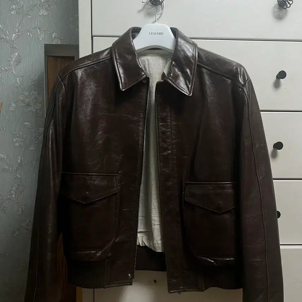 [BUNJANG] Stu Printing Leather Jacket / Stu 프린팅 레더자켓
