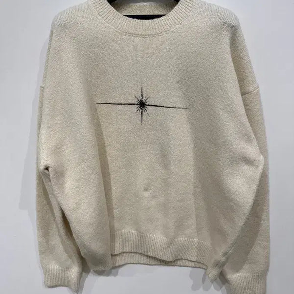 [BUNJANG] MPLAYGROUND White Graphic Knit Sweater / [Free] 엠플레이그라운드 화이트 그래픽 니트