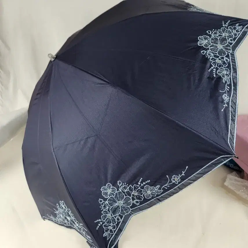 [BUNJANG] Agatha Navy Floral Embroidered Parasol / 아가타 네이비 꽃자수 양산 새상품