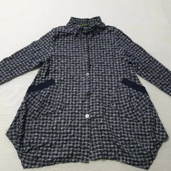 [BUNJANG] Montemilano Linen Blend Check Pattern Jacket Women's L (95) / 몬테밀라노 린넨혼방 체크무늬 자켓 L 여성95
