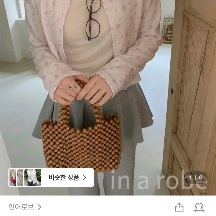 [BUNJANG] Ezediary Pink Flower Lace Spring Cardigan / 에제다이어리 블러 꽃 가디건 핑크 플라워 레이스 봄가디건