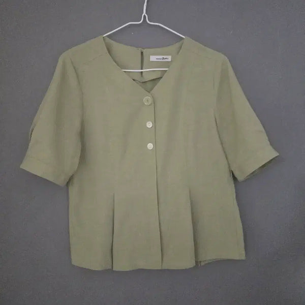 [BUNJANG] Maison de Rome Green Linen Blend Blouse / 메종드 로엠 연두색 블라우스   66