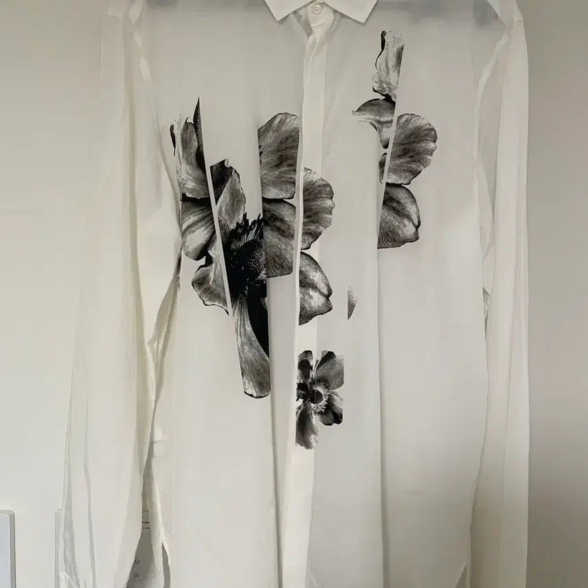 [BUNJANG] Neil Barrett Men's White Flower Pattern Shirt / 닐바렛 남성 화이트 플라워 패턴 셔츠