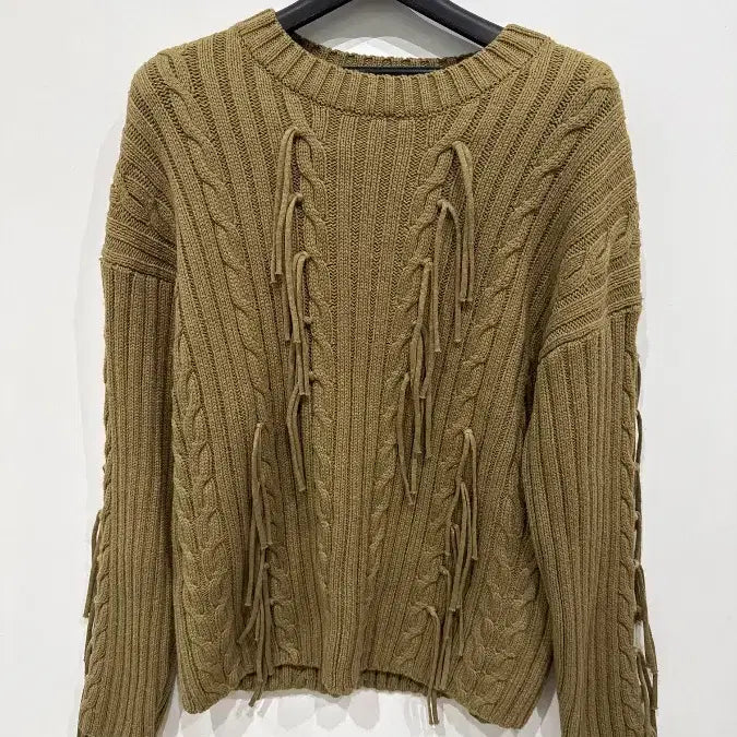 [BUNJANG] ZARA Fringe Cable Knit Sweater / [L] 자라 프린지 케이블 니트 스웨터