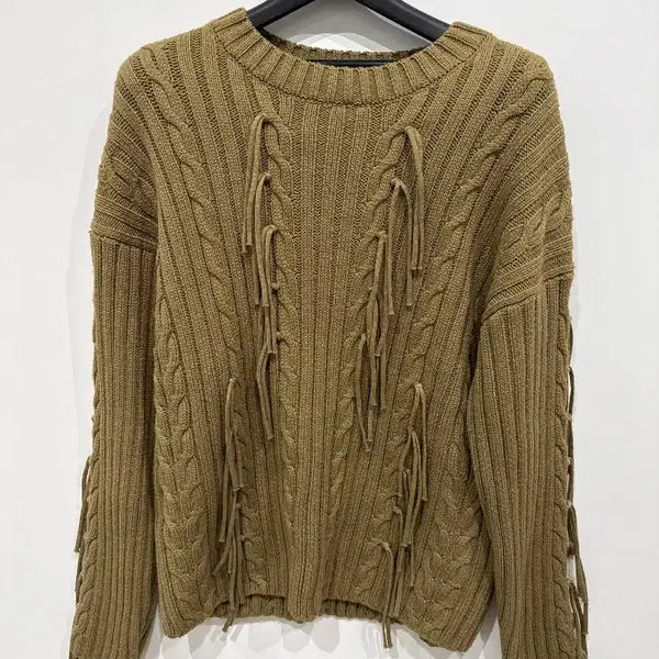 [BUNJANG] ZARA Fringe Cable Knit Sweater / [L] 자라 프린지 케이블 니트 스웨터