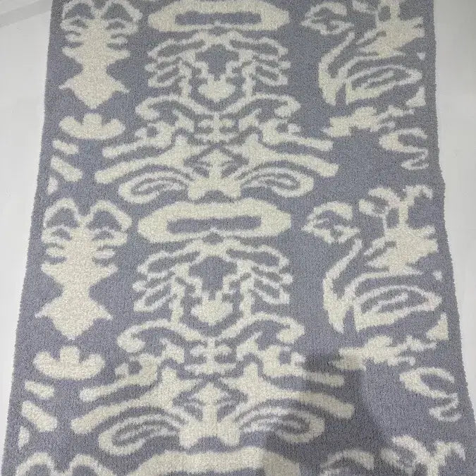 [BUNJANG] Kashwere Damask Slate Gray & White Throw Blanket / [Free] 카슈웨어 다마스크 슬레이트 그레이 앤 화이트 스로우 블랭킷