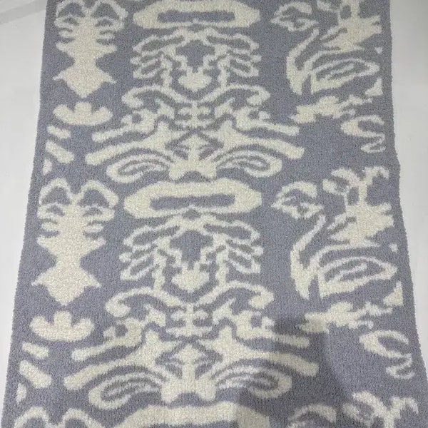 [BUNJANG] Kashwere Damask Slate Gray & White Throw Blanket / [Free] 카슈웨어 다마스크 슬레이트 그레이 앤 화이트 스로우 블랭킷