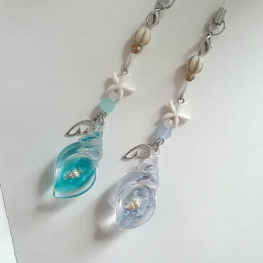 [BUNJANG] Seashell Beaded Keychain Bookmark / ((여름의 바닷속 소라)) 본문필독 비즈키링 2종 책갈피 가능
