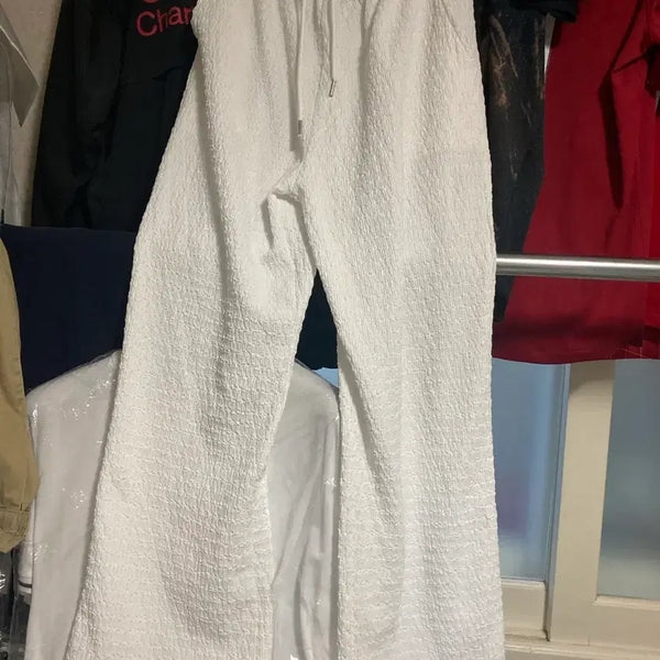 [BUNJANG] White Wide Banding Pants / 화이트 와이드밴딩팬츠