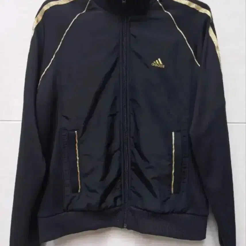 [BUNJANG] Adidas Gold Trim Black Track Top Jersey Zip-Up S / 아디다스 금장 블랙 트랙탑 저지 져지집업 90/S