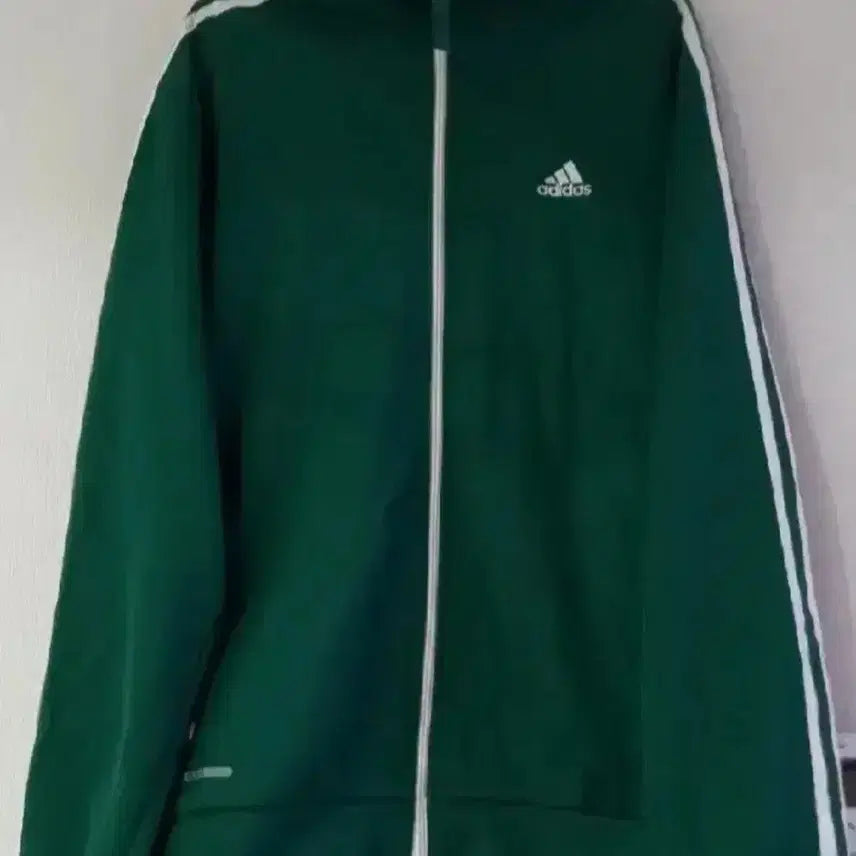 [BUNJANG] Adidas Track Top Jacket Green White Size M / 아디다스 초흰 초록 그린 트랙탑 저지 져지집업 95/M