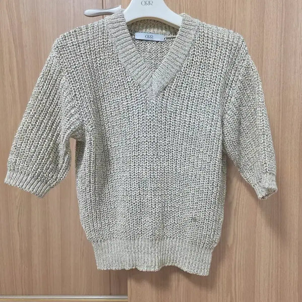 [BUNJANG] ORR Waffle V-Neck Knit - Beige (M) / ORR 오르 와플 브이넥 니트 M