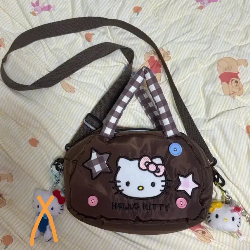 [BUNJANG] Kitty Crossbody Bag with Charm / Kitty bag 키티 크로스백 브라운 (키링 포함) 가방 교환 판매