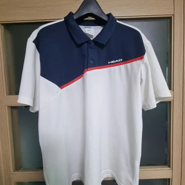 [BUNJANG] HEAD Short Sleeve Polo T-Shirt White Navy / 헤드 반팔 카라티 화이트 네이비 100