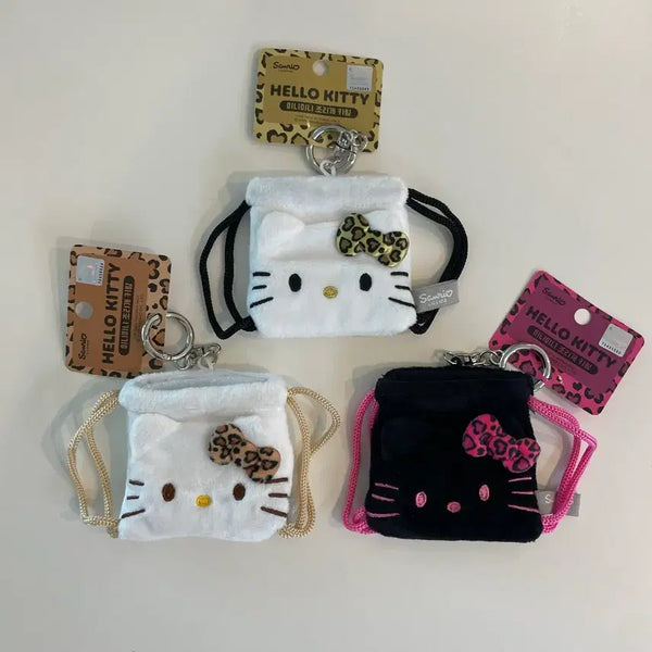 [BUNJANG] Sanrio Hello Kitty Leopard Mini Drawstring Keyring AirPods Pouch / 새상품)헬로키티 호피 미니 조리개 키링 산리오 정품 에어팟파우치