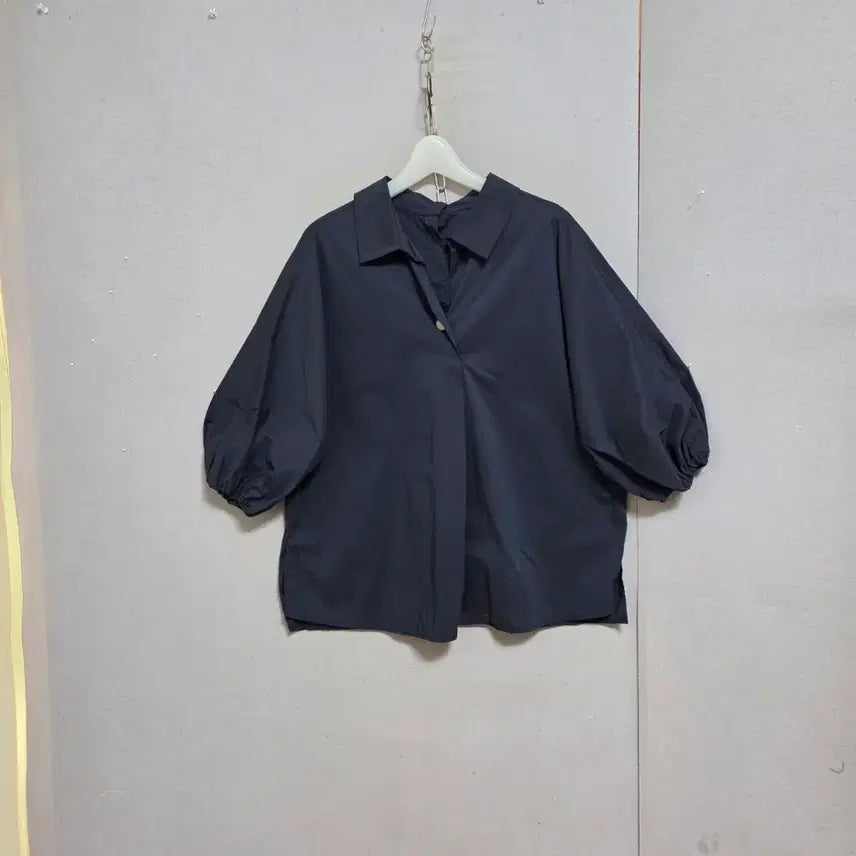 [BUNJANG] Nice Claup Navy 6/10 Sleeve Blouse Size 66 / 나이스클랍 네이비 6부소매 블라우스 66  n6910