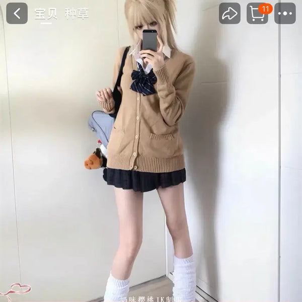 [BUNJANG] Gyaru JK Cardigan + Shirt Set XS Size / 갸루 JK 가디건+셔츠 xs 사이즈 졸사 졸업사진