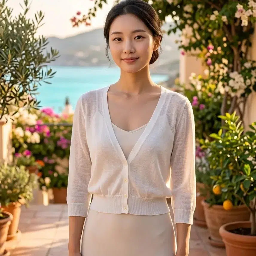 [BUNJANG] SOUP White Cropped Cardigan Size 55 / SOUP 화이트 크롭 가디건 55