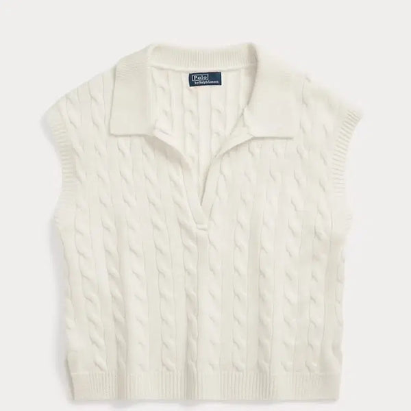 [BUNJANG] Polo Ralph Lauren Women's Ivory Cable Knit Vest Size S / 폴로 랄프 로렌의 여성 아이보리색 케이블 니트 S사이즈