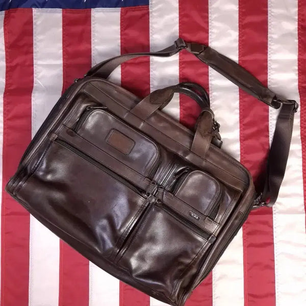 [BUNJANG] Tumi Original Brown Real Leather Briefcase / 오리지날 투미 브라운 리얼레더 브리프케이스