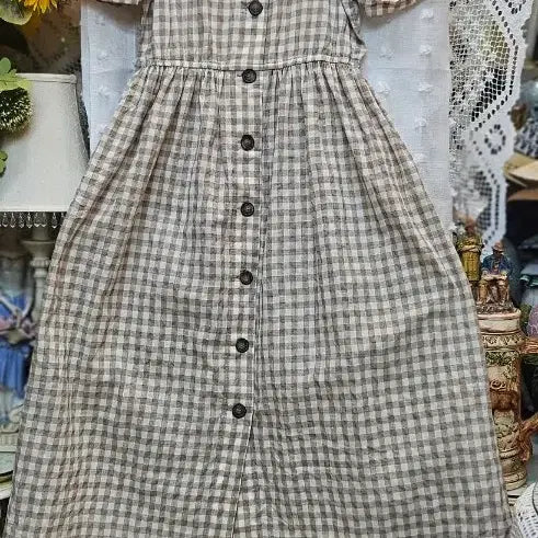 [BUNJANG] 8seconds Plaid Short Sleeve Long Dress / 에잇세컨즈(8seconds)의 체크무늬 반팔 원피스
