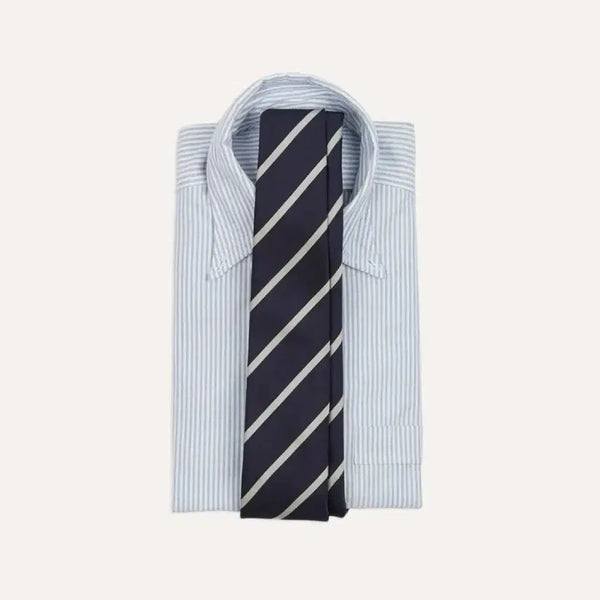 [BUNJANG] Drake's Stripe Silk Tie Navy/Ecru / 드레익스 스트라이트 넥타이 네이비/에크루