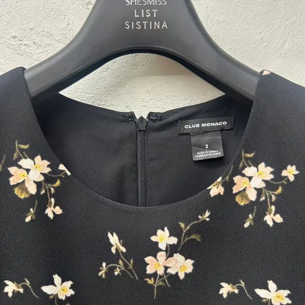 [BUNJANG] Club Monaco Women's Black Pattern Long Sleeve Maxi Dress Size 55 / 한섬 클럽모나코 여 원피스 블랙패턴/롱/긴팔 55