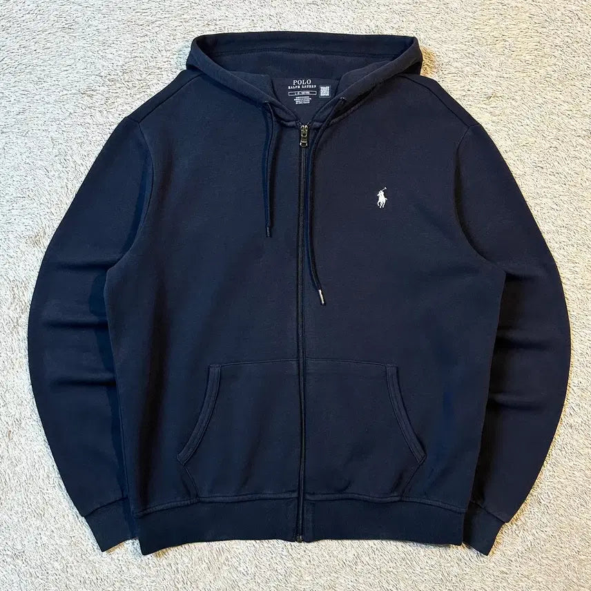 [BUNJANG] Polo Ralph Lauren New QR White Pony Double Knit Hooded Zip-Up Navy L / [L] 폴로 랄프로렌 신형 QR 화이트포니 더블니트 후드집업 네이비