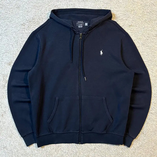 [BUNJANG] Polo Ralph Lauren New QR White Pony Double Knit Hooded Zip-Up Navy L / [L] 폴로 랄프로렌 신형 QR 화이트포니 더블니트 후드집업 네이비