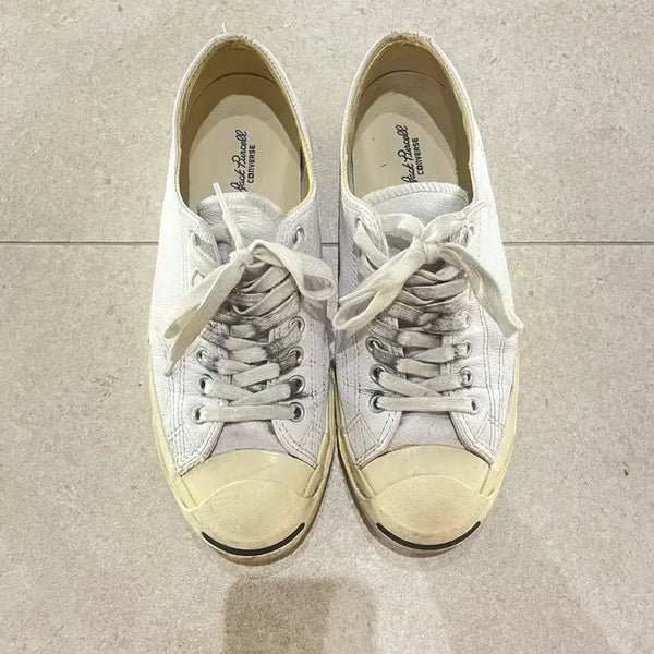 [BUNJANG] Converse Jack Purcell Leather Sneakers White US 8 / [컨버스] 잭퍼셀 레더 스니커즈 화이트 260