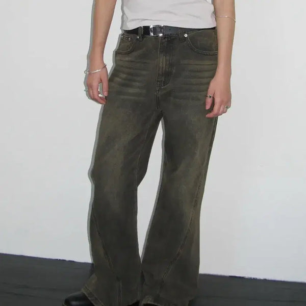 [BUNJANG] Milo Women's Curved Flare Jeans Washed Brown / 밀로 우먼 커브드 플레어 진 워시드 브라운