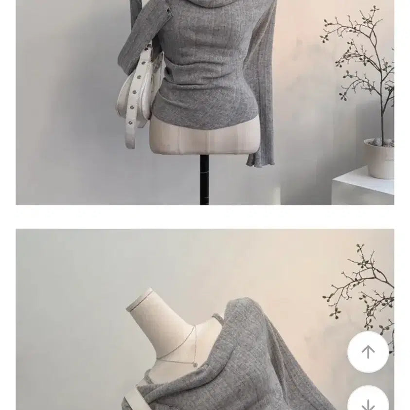 [BUNJANG] Ribbed Off-Shoulder Long-Sleeve T-Shirt / 골지 오프숄더 긴팔티셔츠