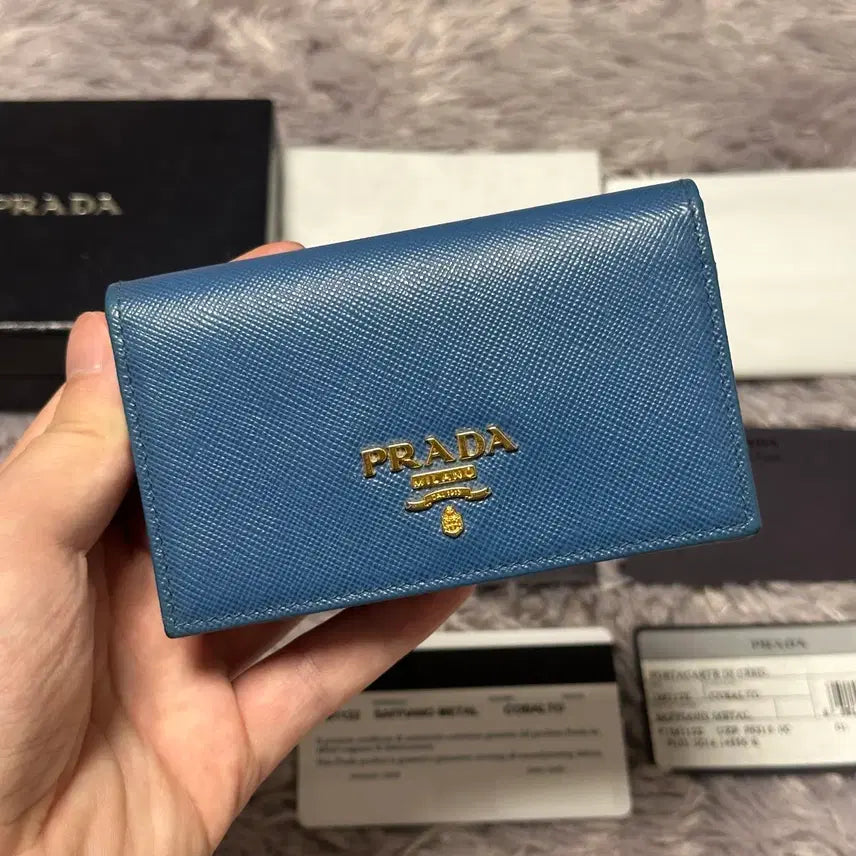 [BUNJANG] Prada Saffiano Card Holder Cobalt Blue / [풀구성] 프라다 사피아노 카드지갑 코발트블루