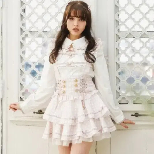 [BUNJANG] Liz Lisa Ladder Ribbon Gingham Tiered Skirt Pants / LIZ LISA 리즈리사 사다리 리본 깅엄 티어드 스커트 팬츠