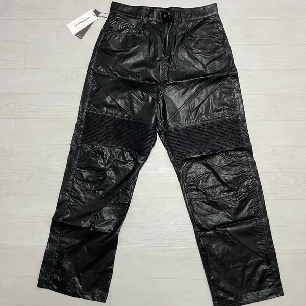 [BUNJANG] Lee Hyun Project Matte Black Leather Biker Pants L / 이현 프로젝트 매트 블랙 레더 바이커 팬츠 L